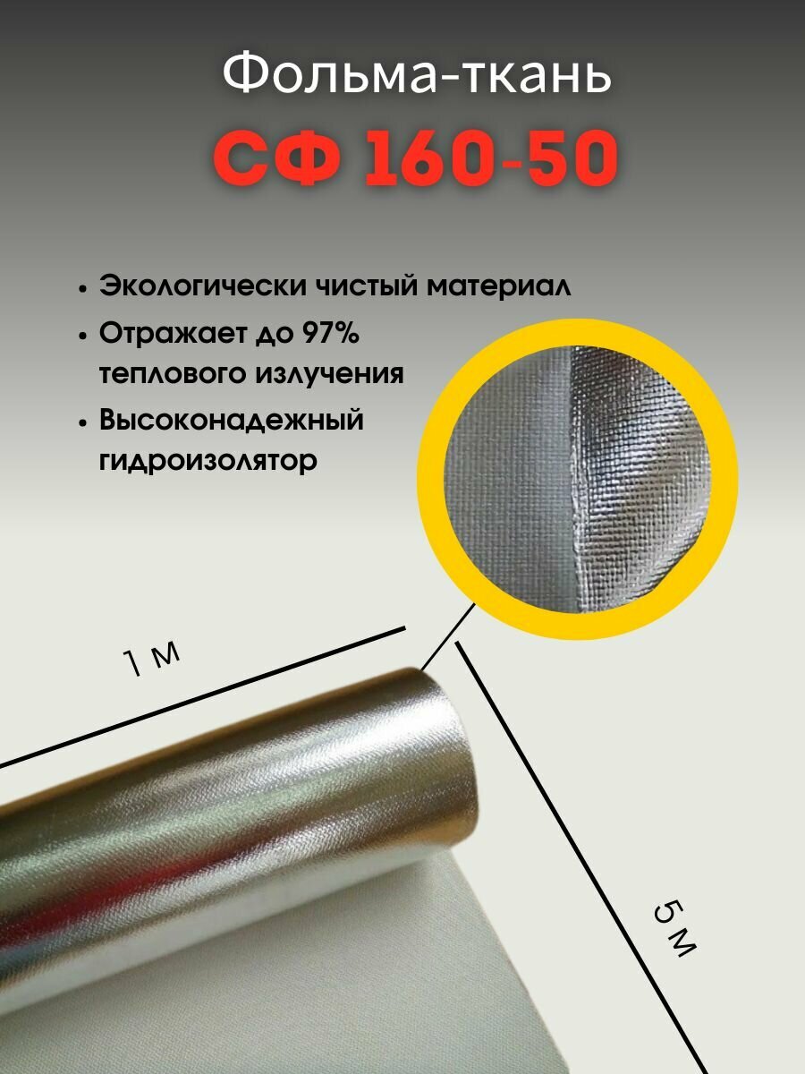 Фольма-ткань СФ 160-50. Стротиельный утеплитель, изолятор. Стеклофольма ткань негорючая