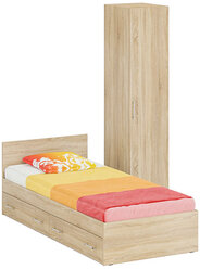 Кровать с ящиками 0900 + Пенал Стандарт, цвет дуб сонома