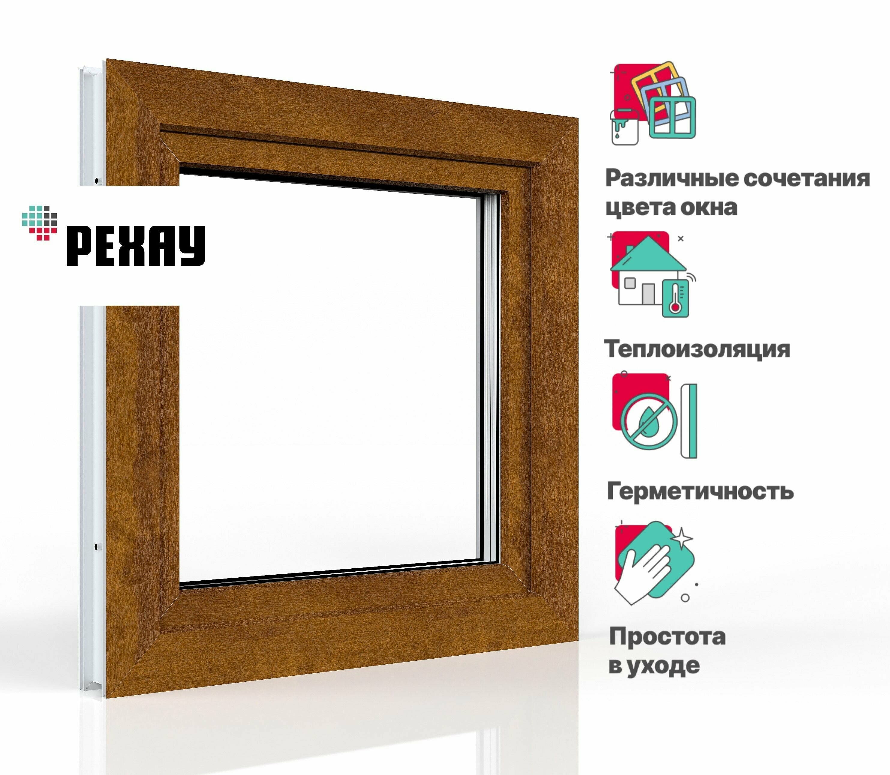 Пластиковое окно ПВХ REHAU BLITZ 600х600 мм (ВхШ) с учетом подставочного профиля одностворчатое поворотно-откидное левое двухкамерный стеклопакет антрацитово-серый снаружи