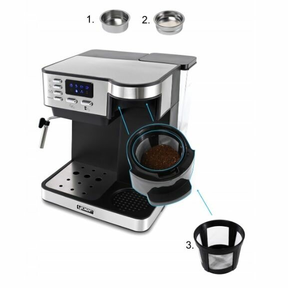 Кофемашина автоматическая Yoer Dualio 850 Вт черная 3 в 1 - фотография № 3