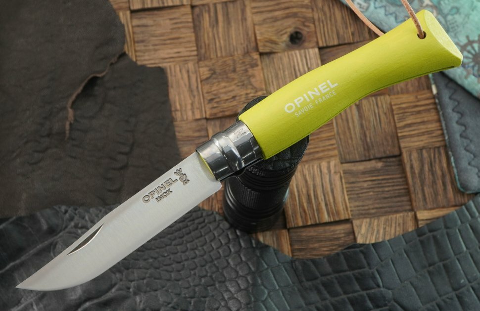 Классический складной нож Opinel №7 Trekking нержавеющая сталь (желтая рукоять)