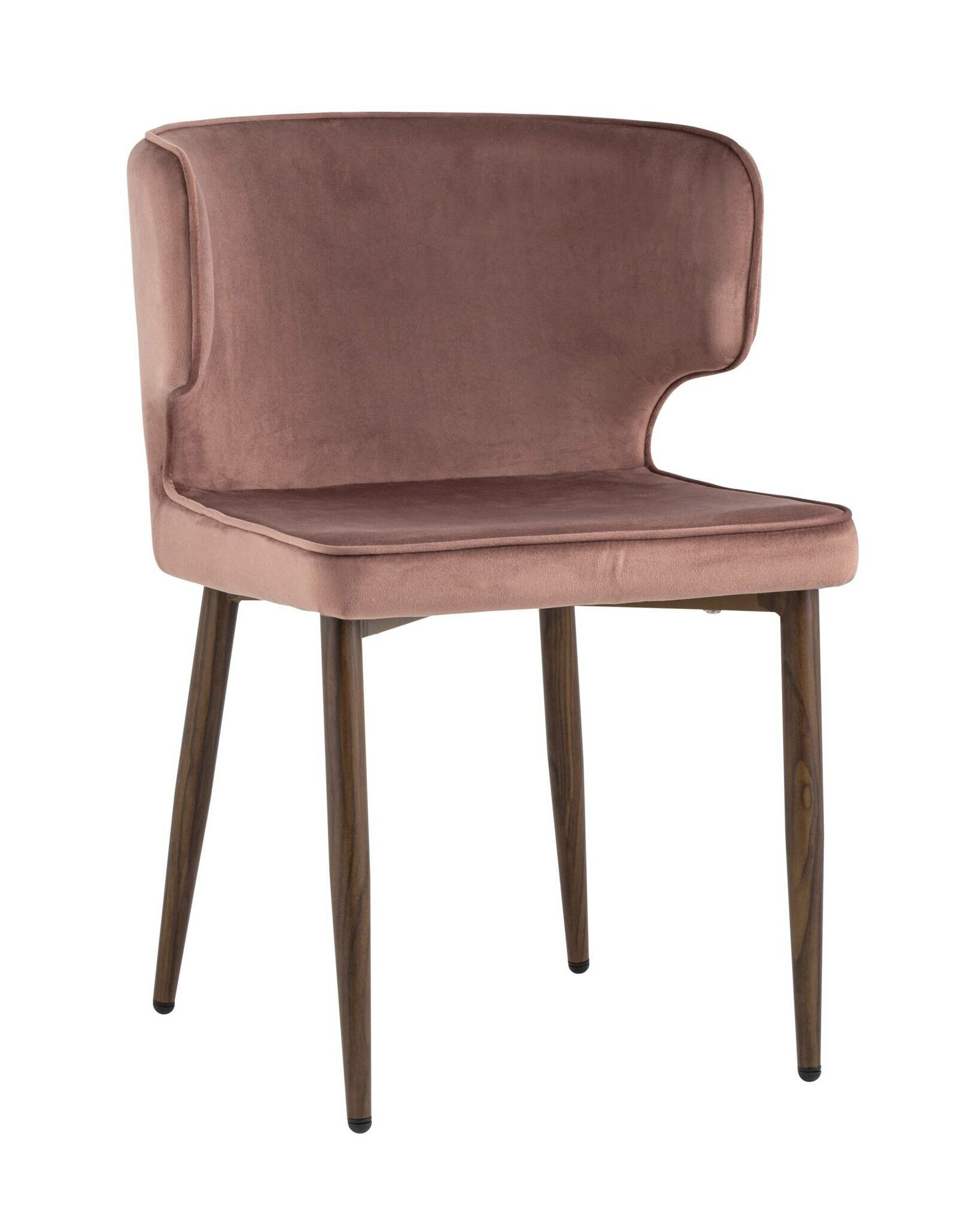 фото Стул Матео велюр пыльно-розовый обеденный ножки под темное дерево