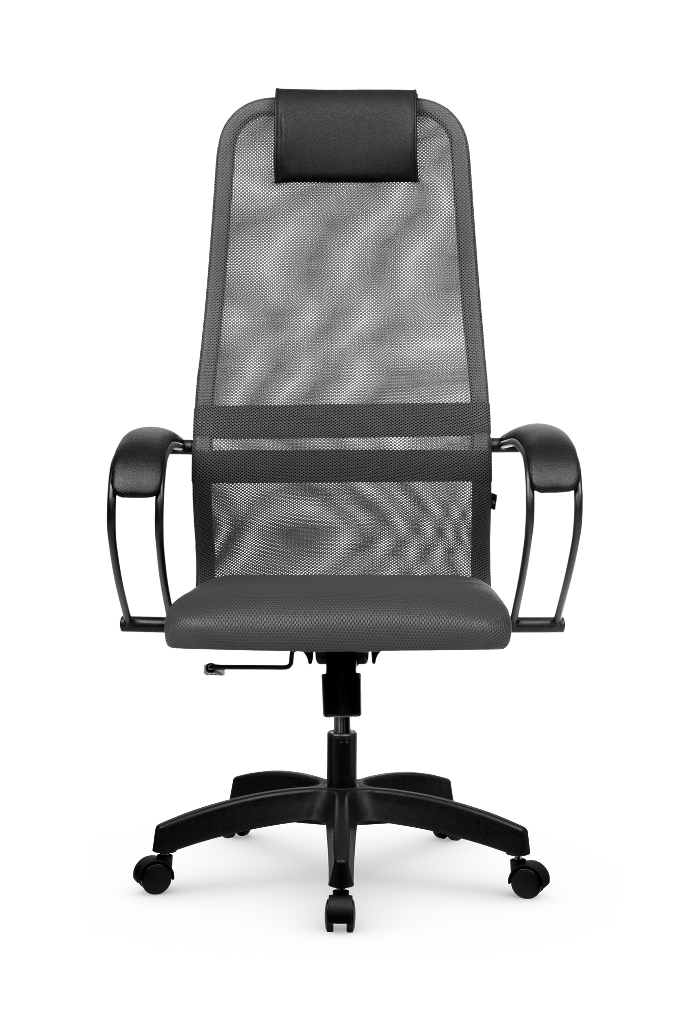 кресло офисное SU-B-8 темно-серый экокожа/сетка Метта - фото №4