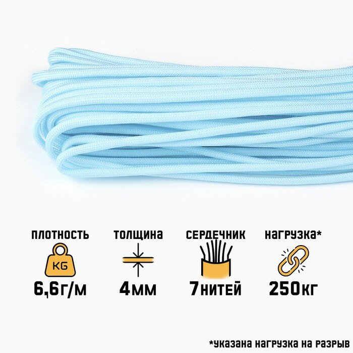 фото Паракорд 550, голубой, d - 4 мм, 10 м