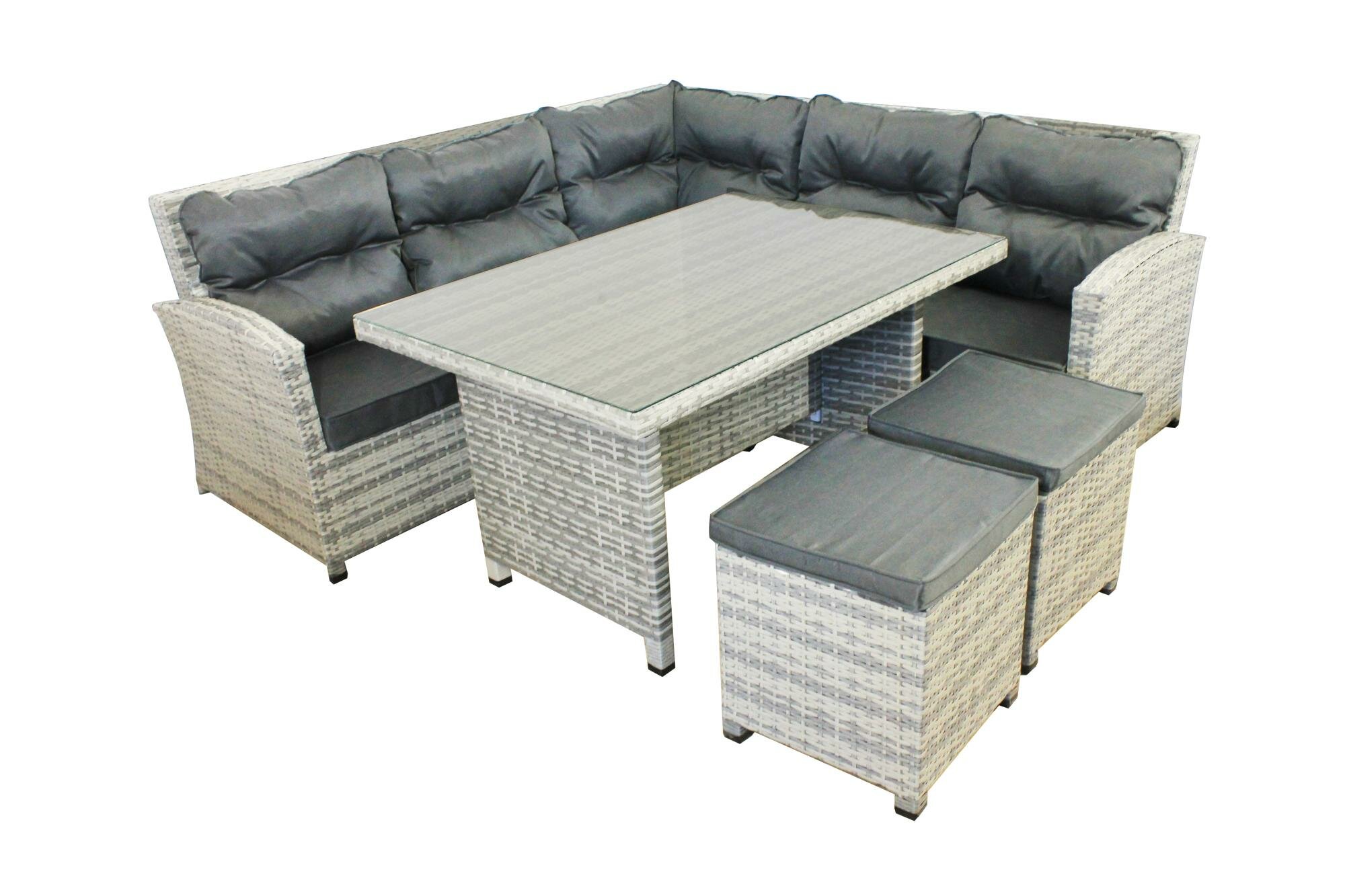 Набор мебели Версаль арт.NEW-7026/2023 серо-белый серый (ротанг серо-белый подушки серые 1 уп) (Т) 