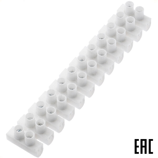 фото Блок JH010 клеммный полиэтилен 4,0 кв.мм 12 пар винт. клемм белый (13 шт. в комплекте)