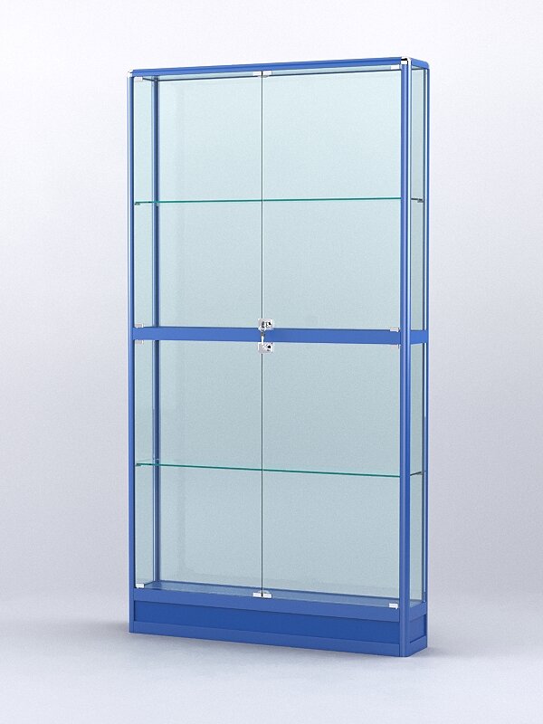 Витрина "алпро" №4-200-2 (задняя стенка - стекло), Синий 100 x 20 x 200 см