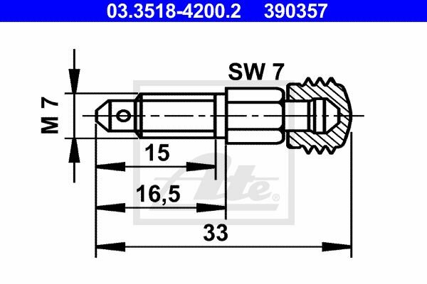 Штуцер прокачки M7x1 0 L 38 3mm S 7 Audi VW BMW Citroen Opel Peugeot Subaru Volvo