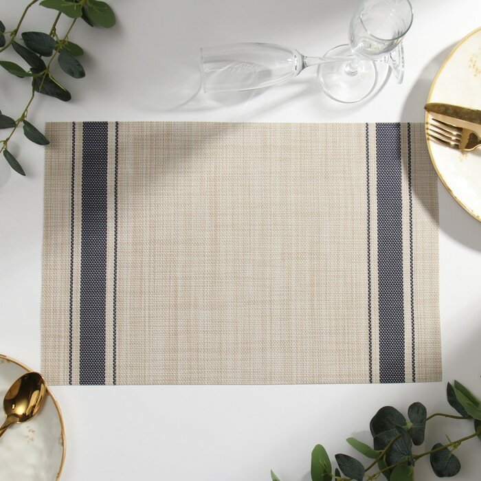 фото Салфетка на стол Доляна, цв.беж/синий, 45*30см, 10058517