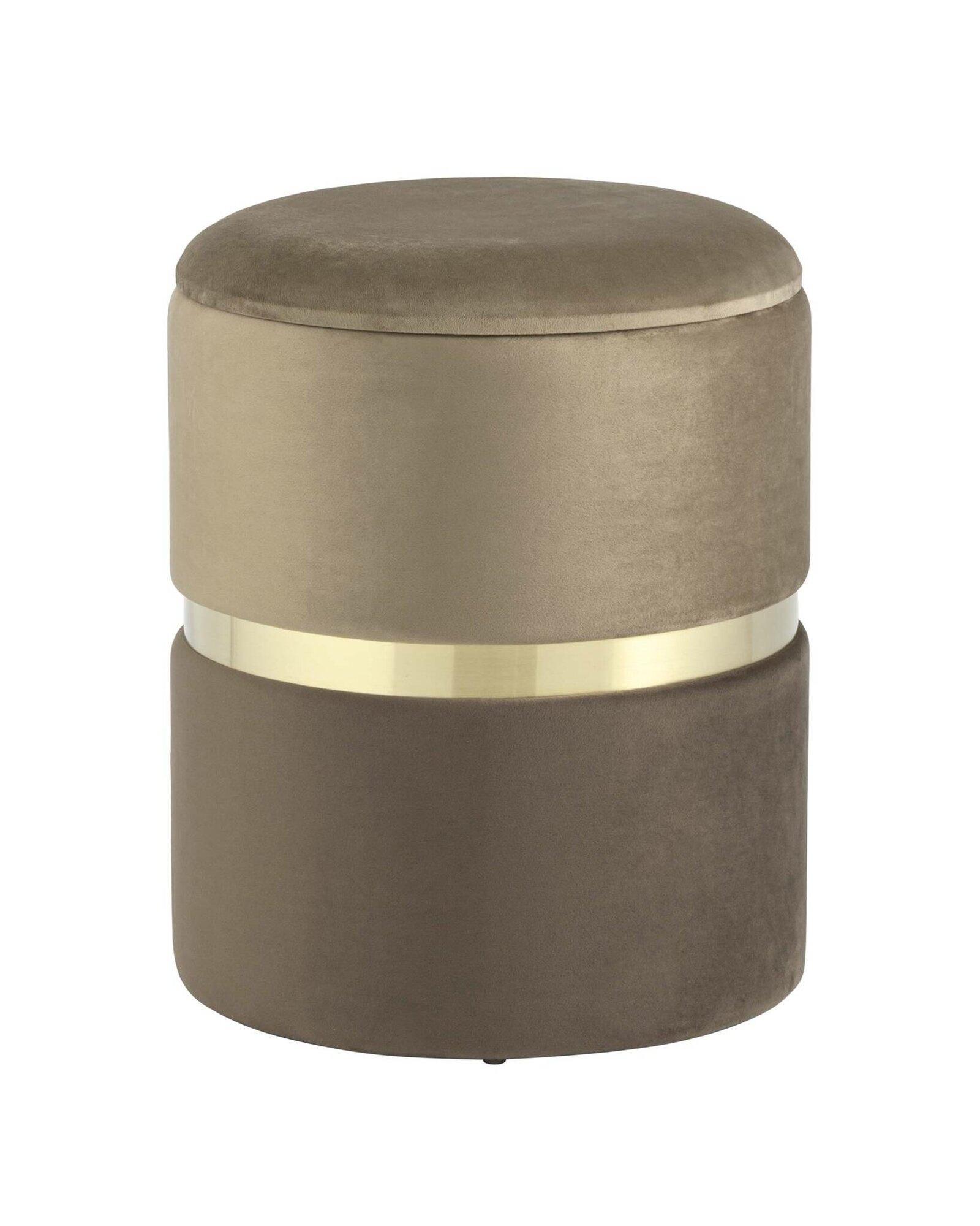 фото Пуф Кэрри с ящиком велюр коричневый с декоративным золотым ободком