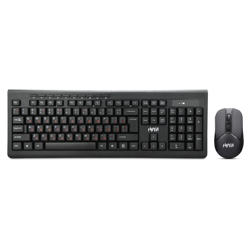 Комплект 2 наб Набор клавиатура+мышь Hiper OSW-2100 черный (114кн 1600DPi) беспроводной