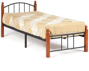 Кровать AT-915 дерево гевея/металл, 90*200 см (Single bed), красный дуб/черный