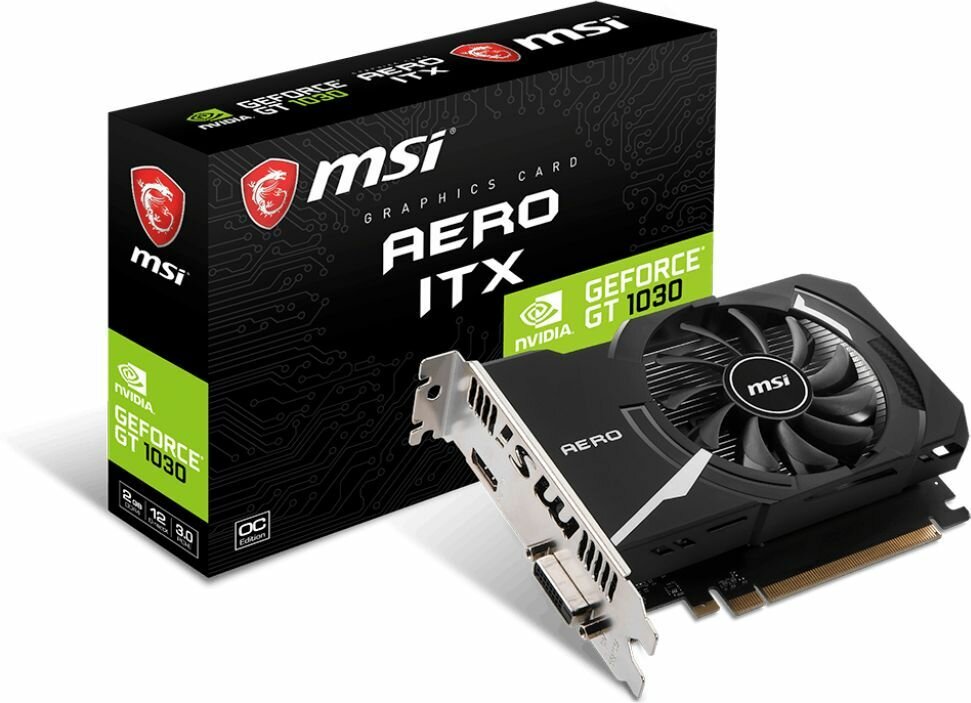 Видеокарта MSI GeForce GT 1030 AERO ITX 2GD4 OC