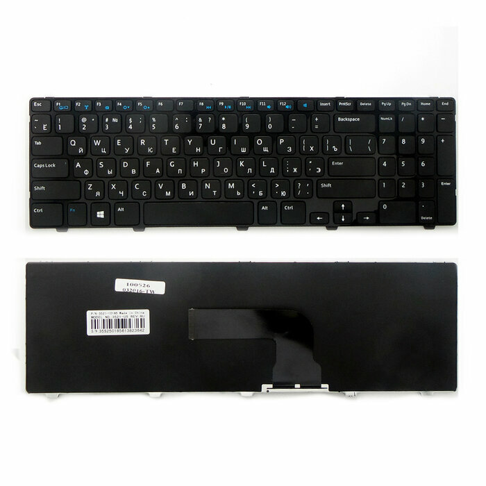 Клавиатура для ноутбука Dell Inspiron 15 3521 3537 5521 5537 7521 Series. Плоский Enter. Черная с черной рамкой. NSK-LA00R NSK-DY0SW.