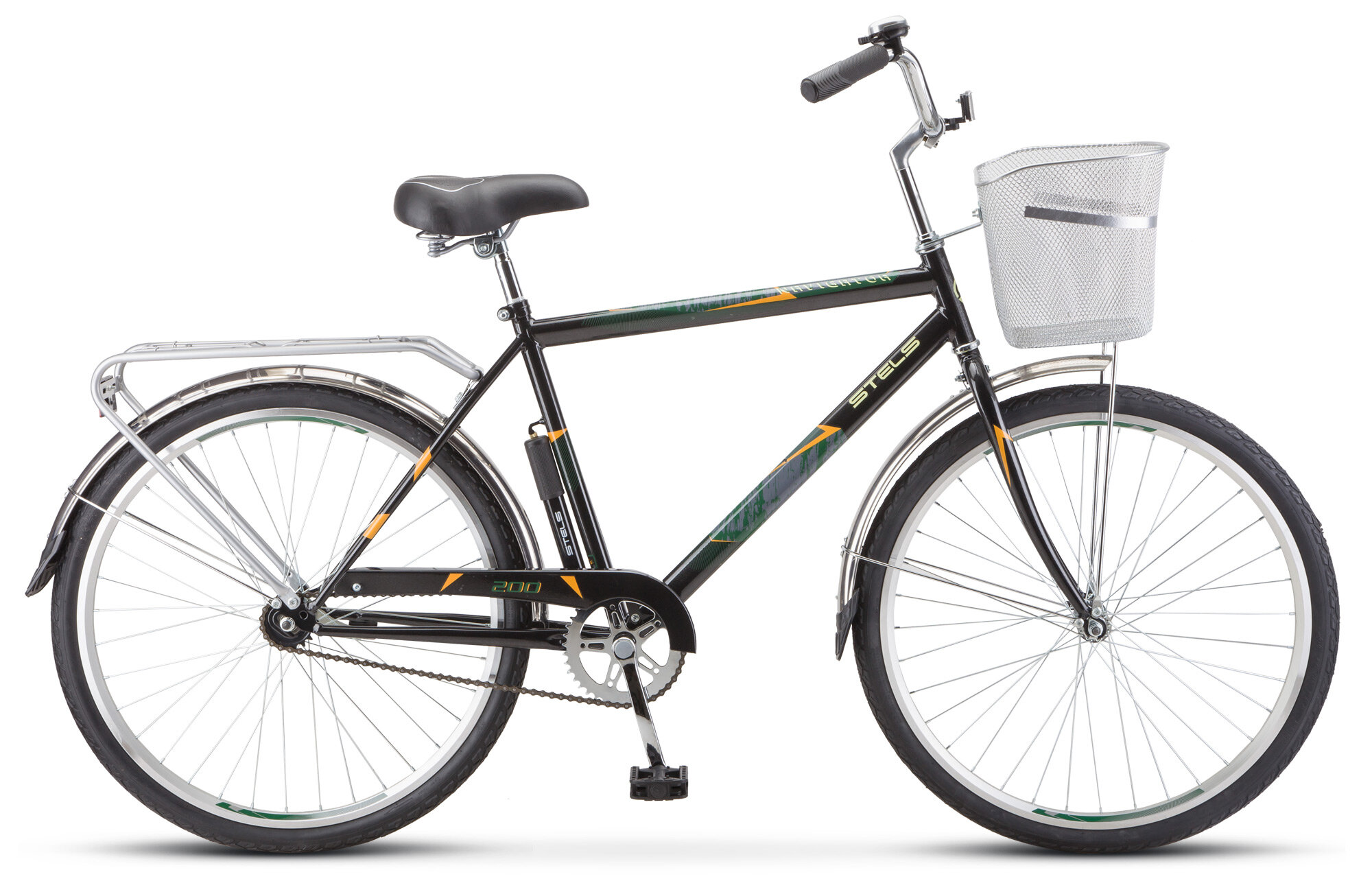 Велосипед STELS Navigator-200 Gent 26 + корзина (2020) (19, Темно-серые)