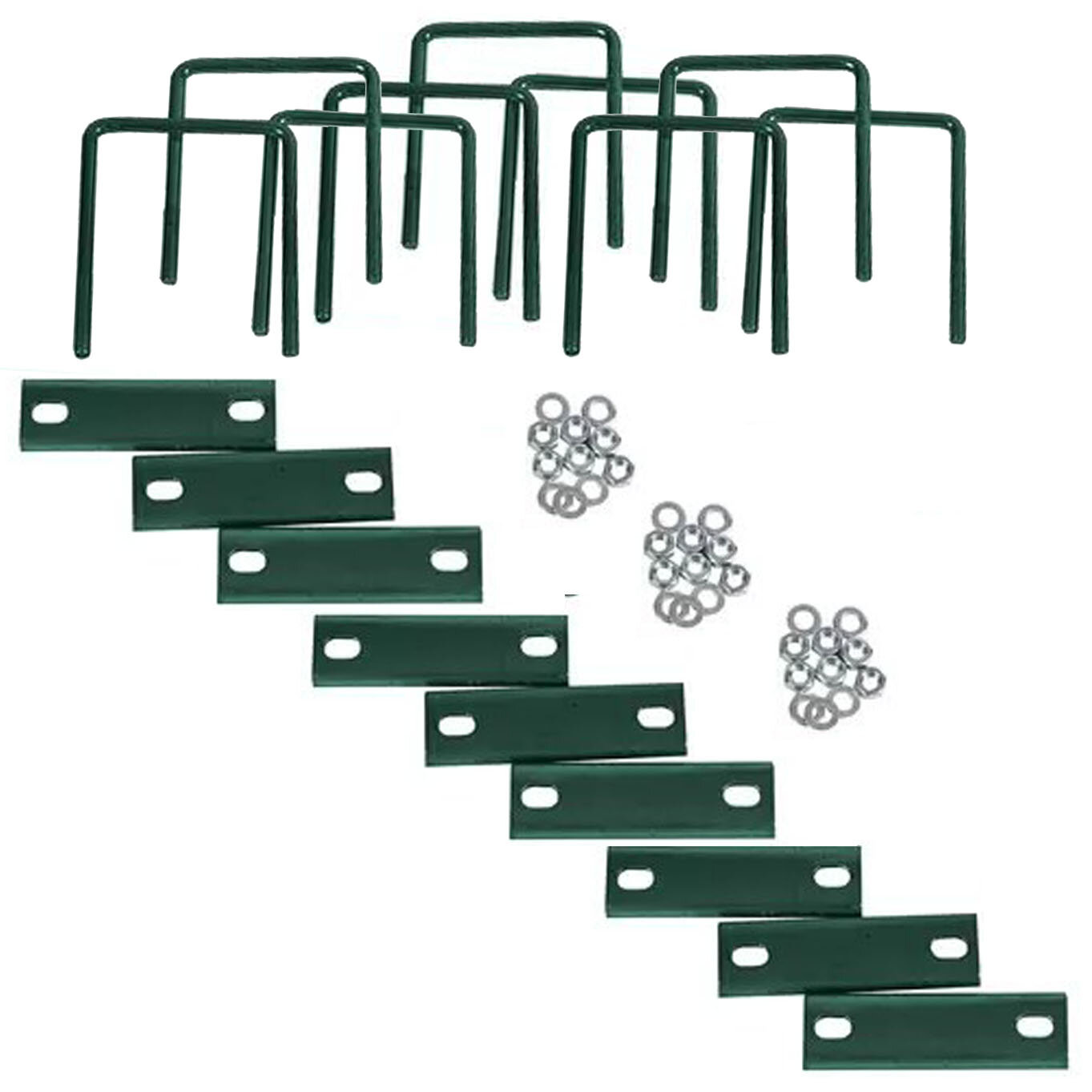 Крепление сетки/секции заборной к столбам 60х60 мм цинк + порошковое покрытие зеленый RAL 6005 (9 шт.)