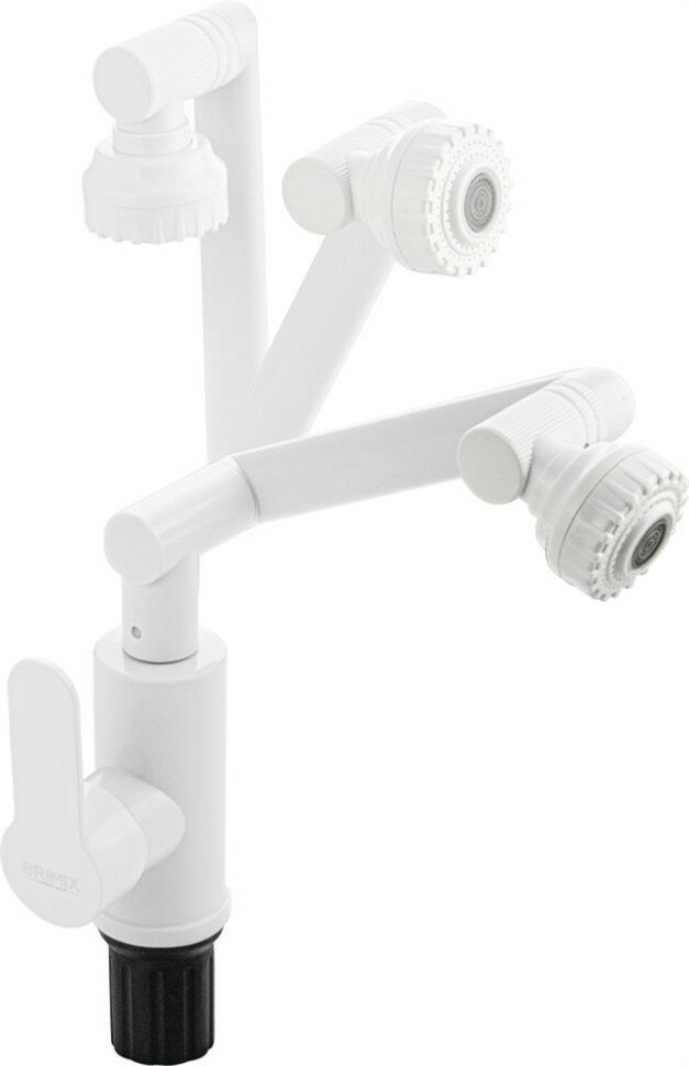 фото BRIMIX 5904 Смеситель для кухонной мойки и раковины, шаровый, из высокопрочного пластика АБС, поворотный излив и аэратор, цвет белый . (Смеситель для кухни)