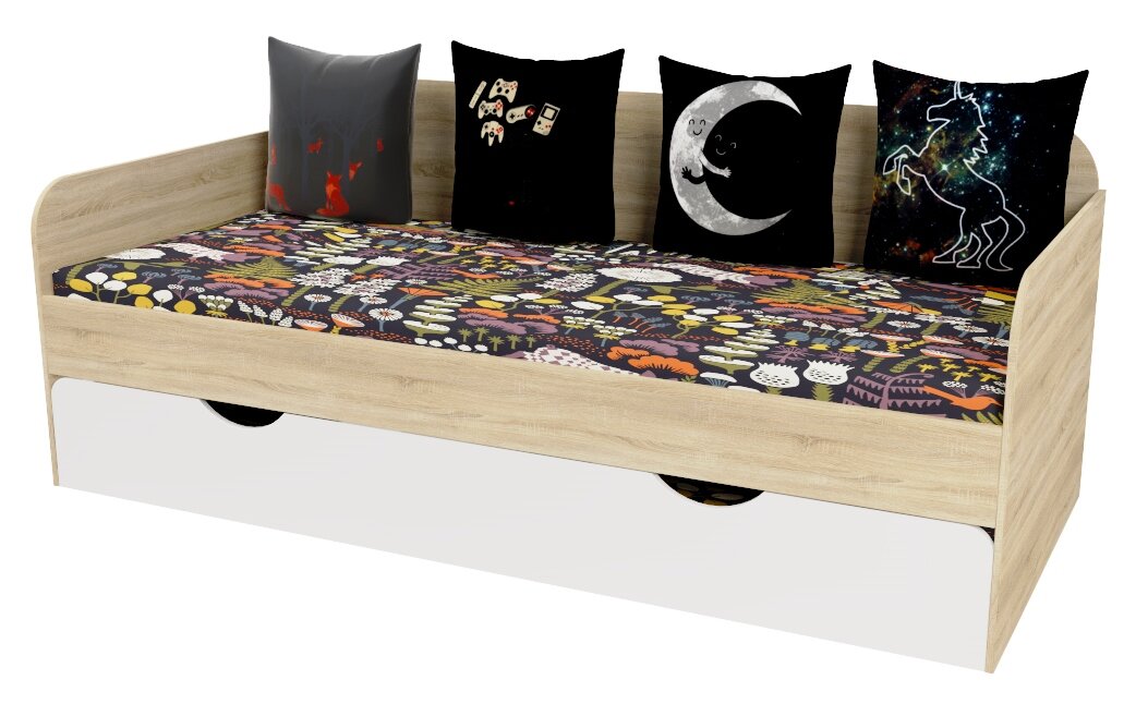 фото Кровать Двушка (дуб сонома+белый) для детей и подростков