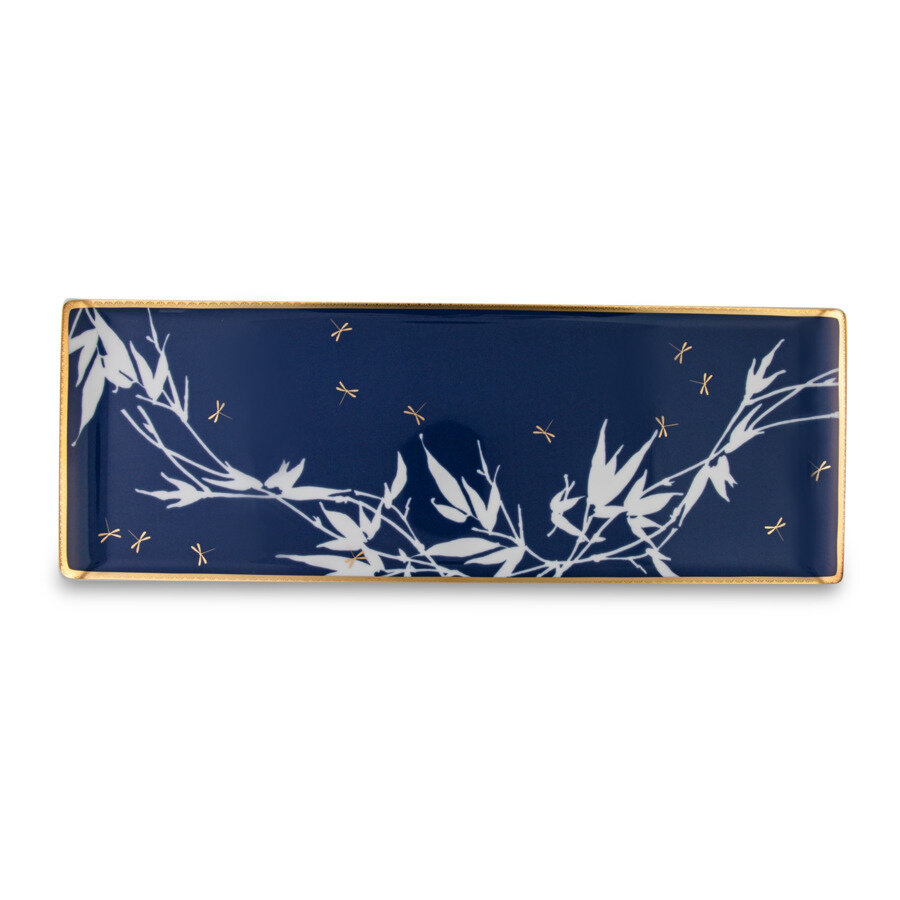 фото Блюдо сервировочное прямоугольное Rosenthal Турандот 41x15 см, фарфор, синее, золотой кант