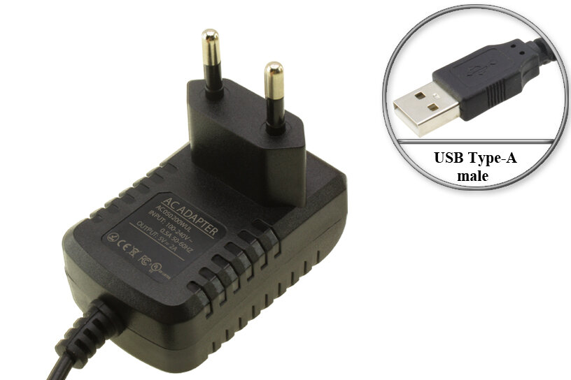 Адаптер (блок) питания 5V, 2.00A, USB-A, male (AC050200WUL), ЗУ для стационарного GSM радио телефона Dadget (Даджет) и других устройств.