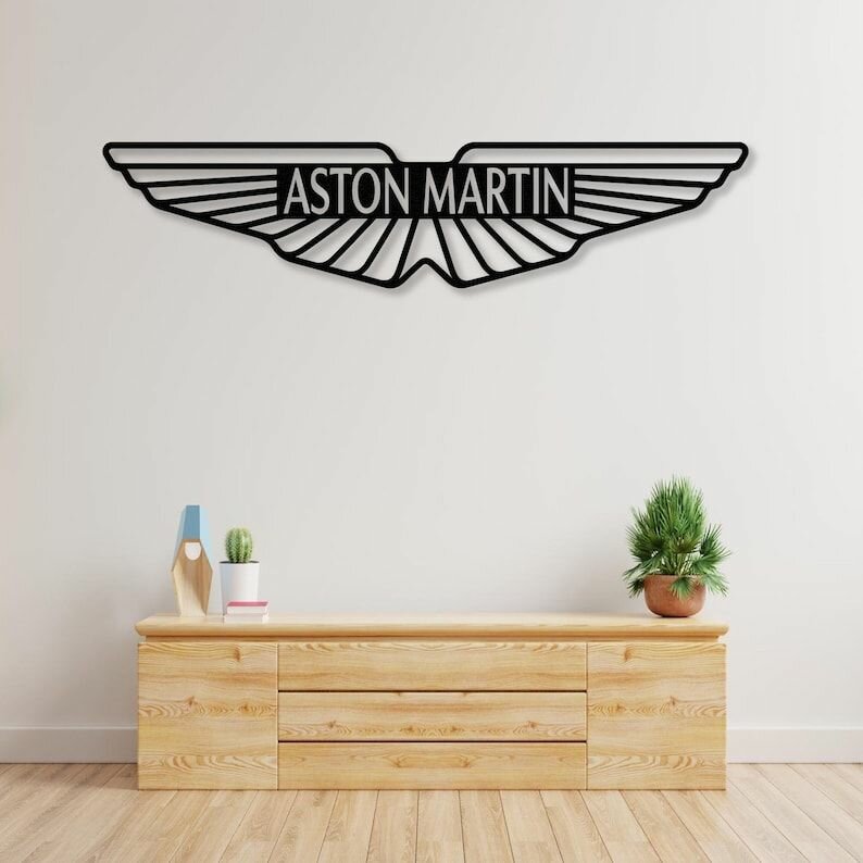 Чертеж, декоративное панно, Логотип автомобиля ASTON MARTIN (черный цвет), DXF для ЧПУ станка