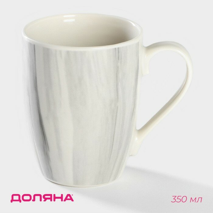 фото Кружка фарфоровая Доляна «Эбру», 350 мл, цвет серый, розовый