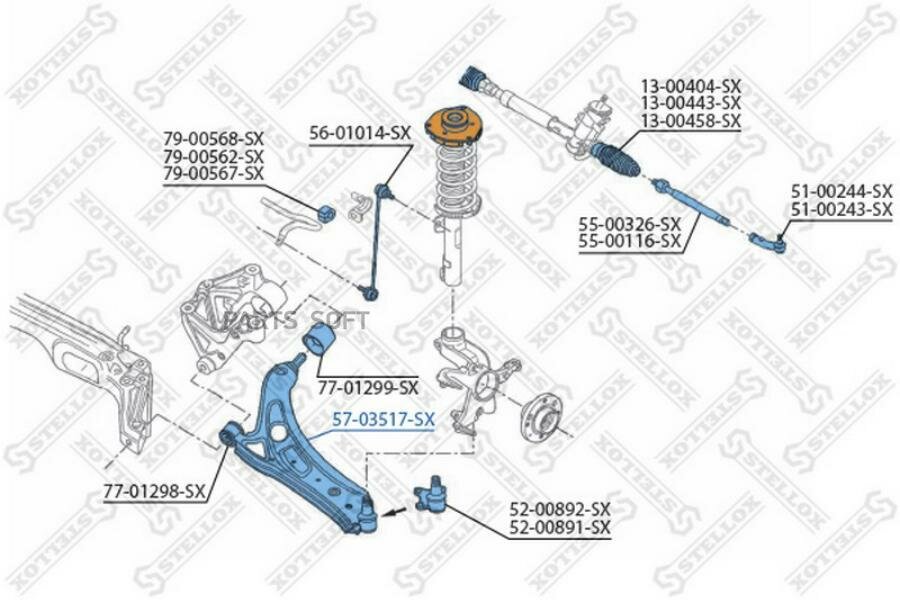 STELLOX 57-03517-SX 57-03517-SX_рычаг перний!\ Seat Cordoba/Ibiza 02> Skoda Fabia 99> VW Fox 05>/Polo 01>