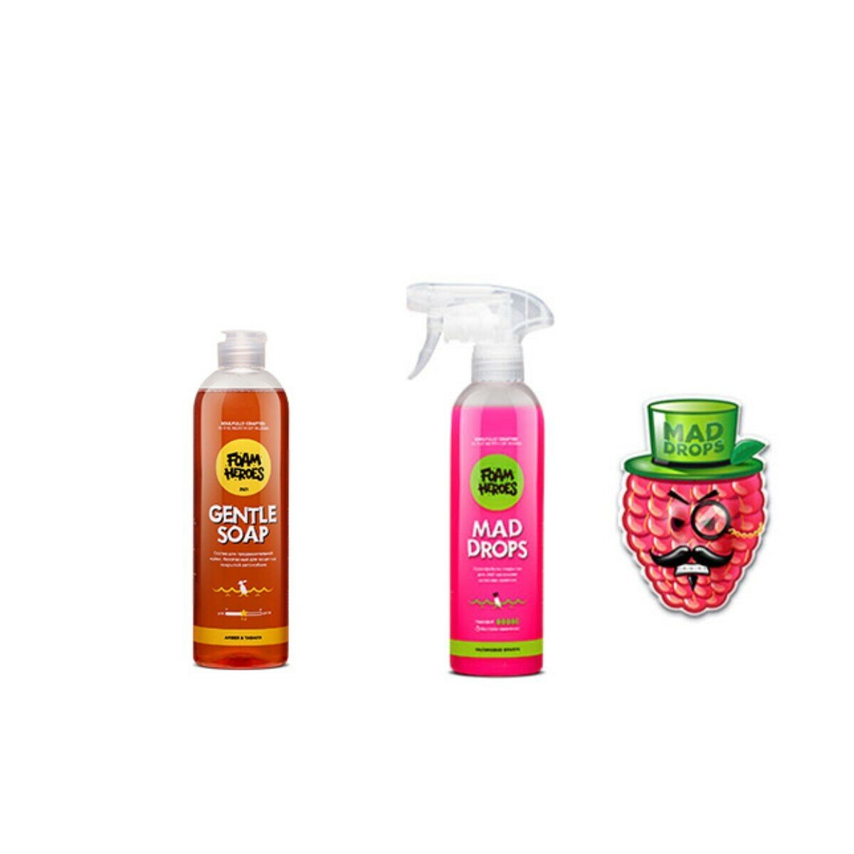 Набор для мойки кузова Gentle Soap Amber & Tabaco + Mad Drops Raspberry