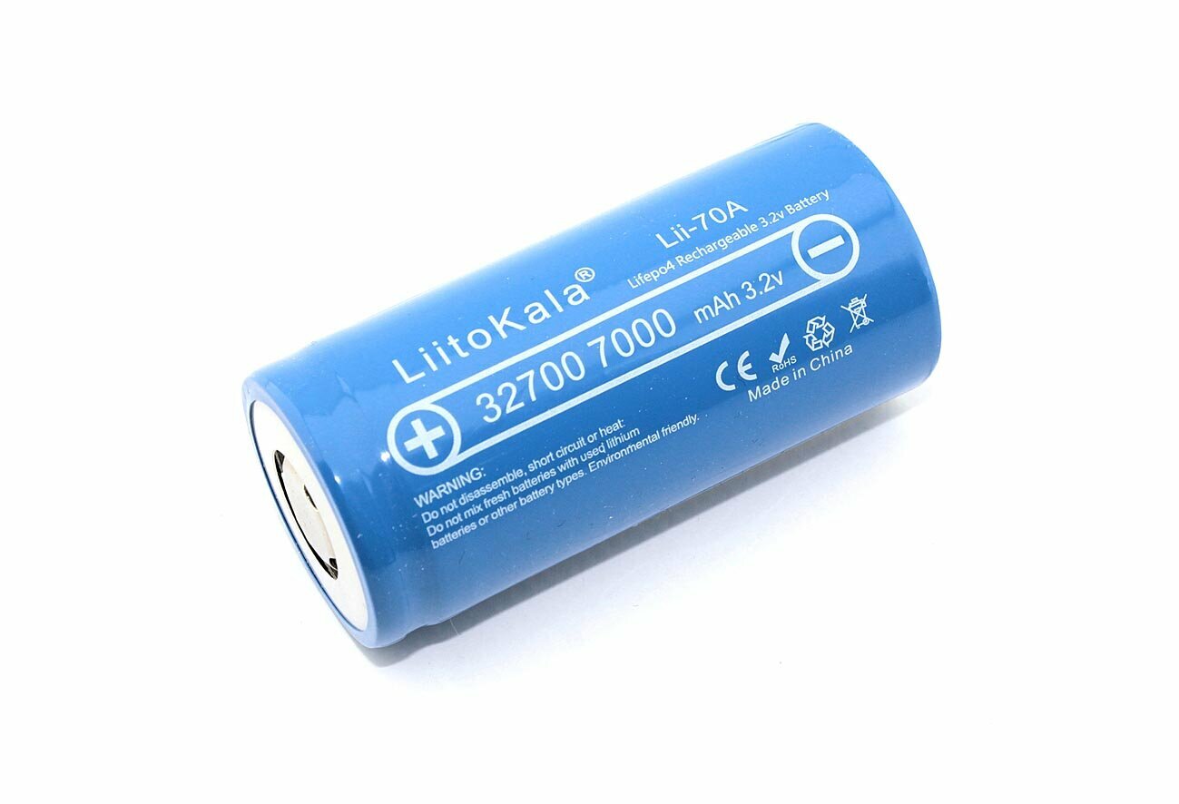 Аккумулятор типа 32700 LiitoKala Lii-70A высокотоковый LiFePO4 3.2V 7000mAh