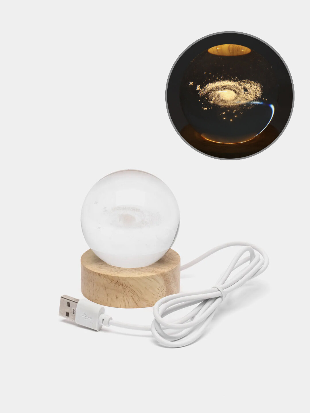 Хрустальный шар-ночник 3D, настольный Цвет Молочный - фотография № 16