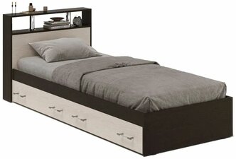 Кровать Арина 900 с выдвижными ящиками, Венге/Сонома. Ориноко