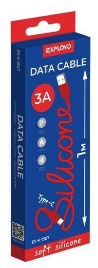 фото EXPLOYD (EX-K-1507) USB - TYPE-C/круглый/силикон/красный/1М/3A (кабель)