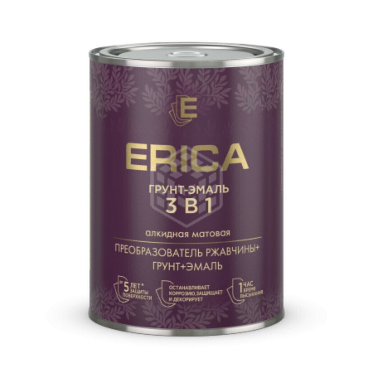 фото Грунт-эмаль Erica 3 в 1, коричневая, 0,8 кг