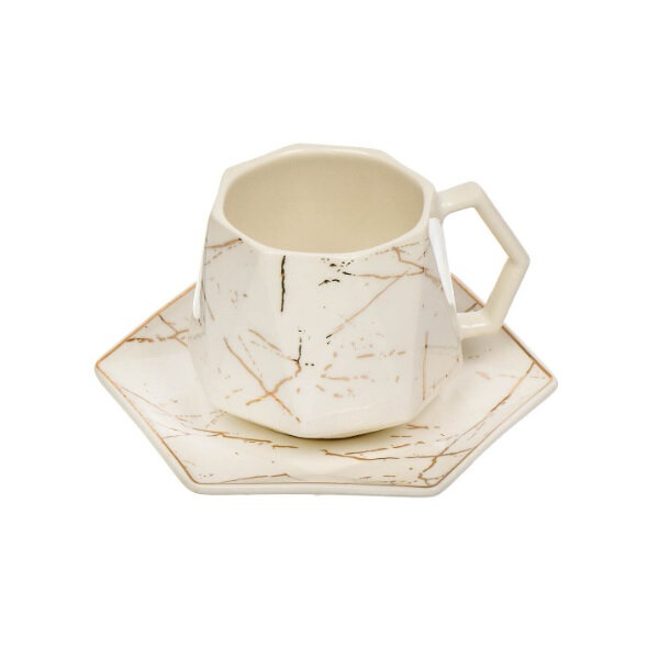 фото Набор чайный Белый мрамор, керамика, 12 предметов на 6 персон, 180 мл
