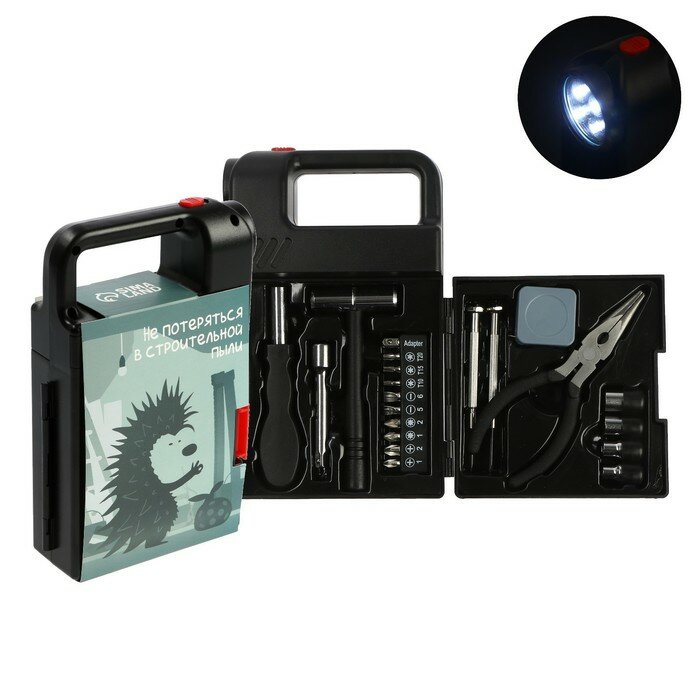 фото Набор инструментов тундра, подарочный пластиковый кейс "Фонарь", 21 предмет