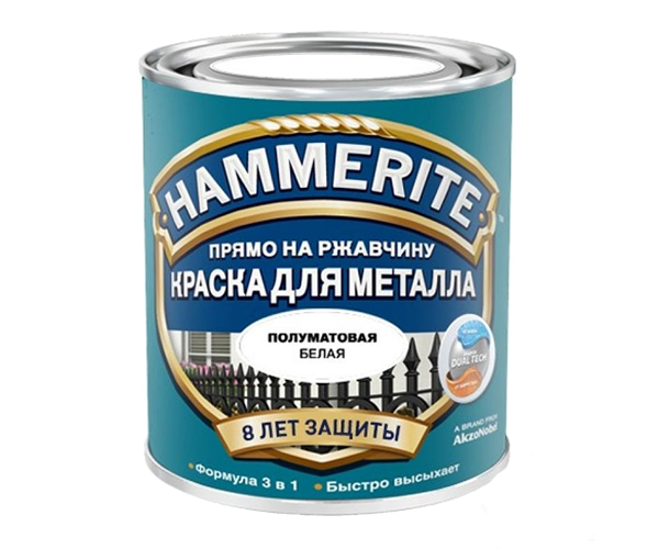 Hammerite Satin / Хамерайт полуматовая эмаль по ржавчине черная 075л