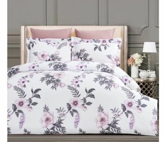 фото Двуспальный комплект постельного белья Arya Alamode сатин Ames с 4 наволочками .