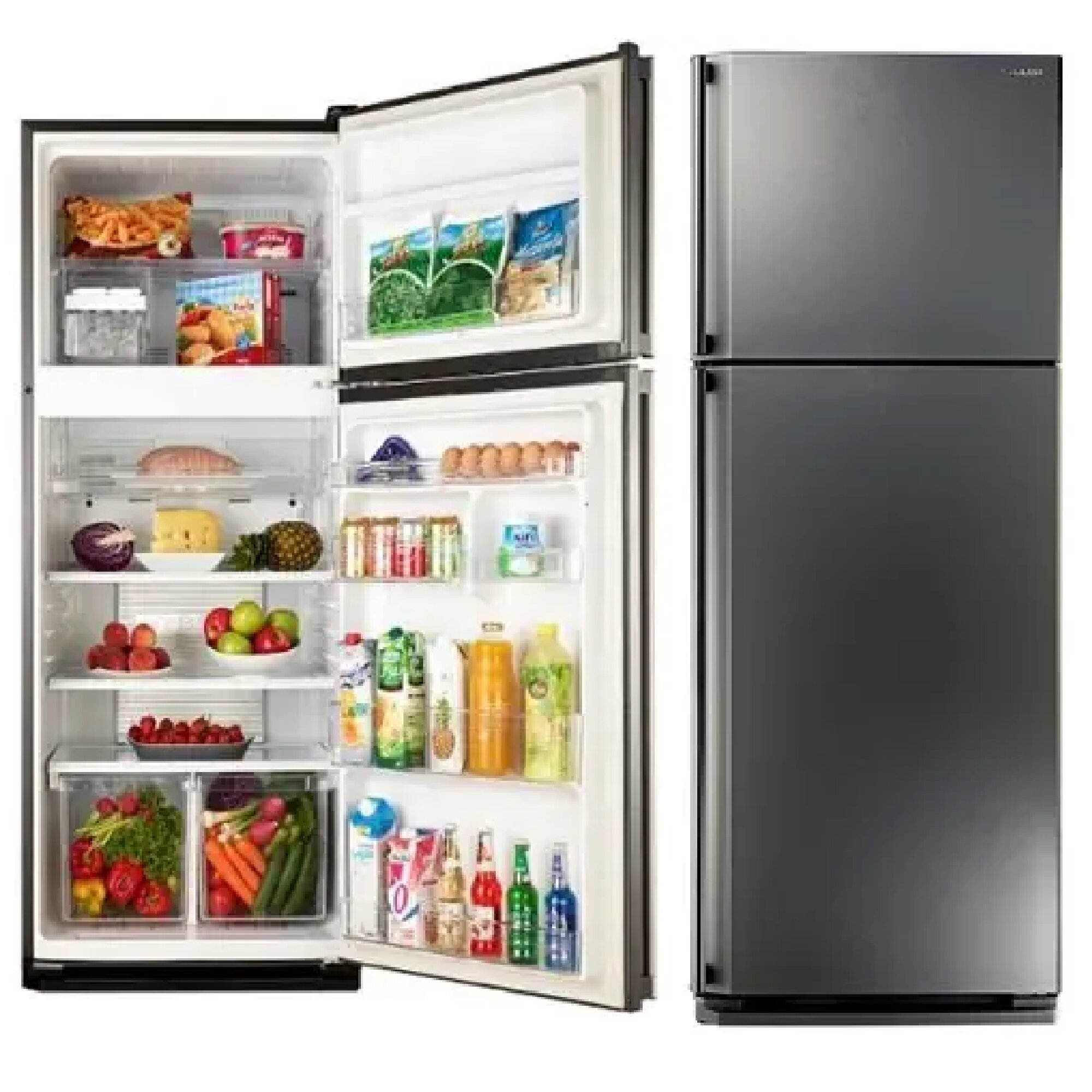 Холодильник SHARP SJ-58CSL, двухкамерный, нержавеющая сталь [sj-58cst] - фото №1