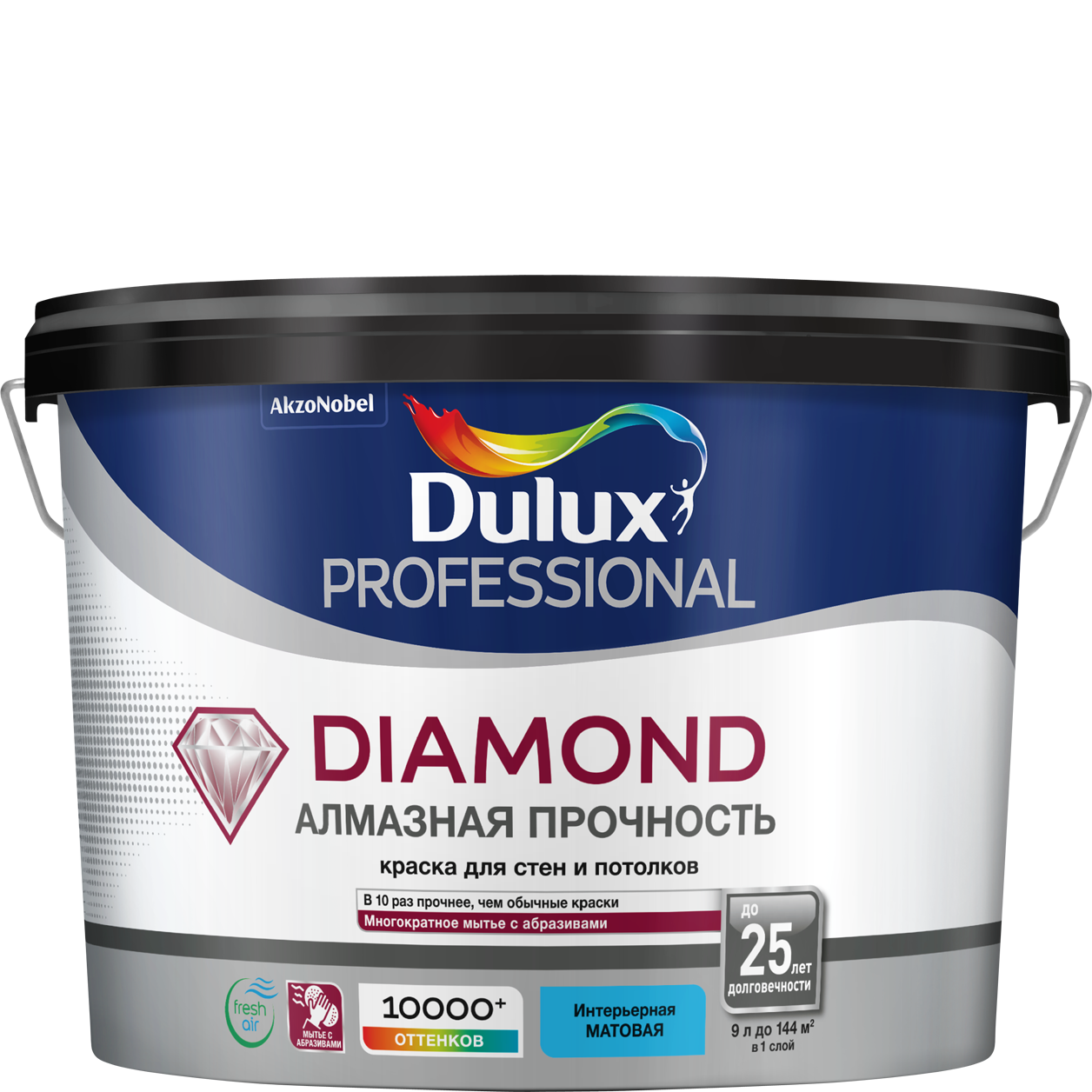 Dulux Professional Diamond - Делюкс Диамонд Алмазная прочность мат. 9л. для стен и потолков