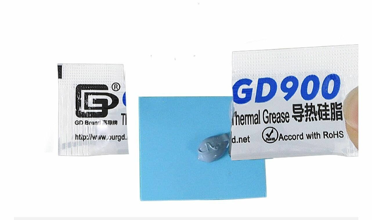 Термопаста GD900 - пакетик 0,5гр.5шт - теплопроводность 4.8W/mK, для ноутбука, компьютера, игровой приставки, процессора