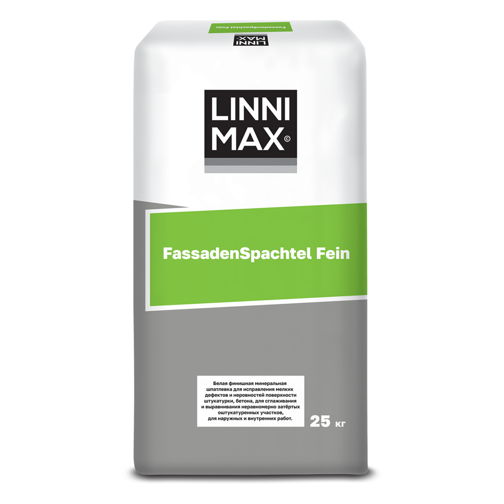 фото LINNIMAX (CAPAROL) FASSADENSPACHEL FEIN шпатлевка выравн гидрофоб цемент для вн/нар белый 25 кг