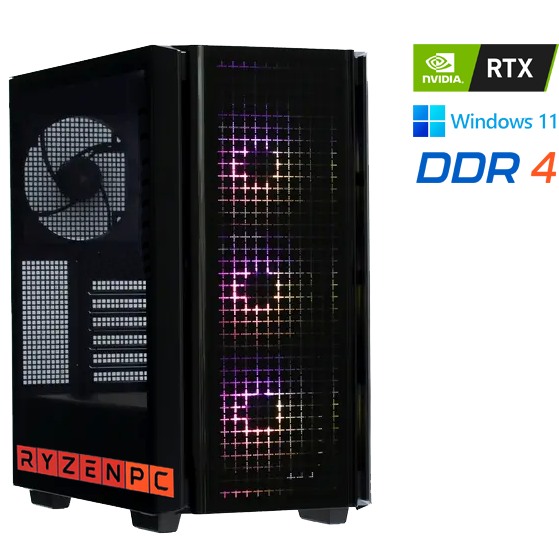 Настольный компьютер RyzenPC GAME 83504543 (AMD Ryzen 7 5700X 3.4 ГГц, AMD B550, 64 DDR4, SSD: 500 Гб, HDD: 2000 Гб, NVIDIA GeForce RTX 3060 Ti 8 Гб, WI-FI, Без привода, 650 Вт, Deepcool CG540, Windows 11 Pro)