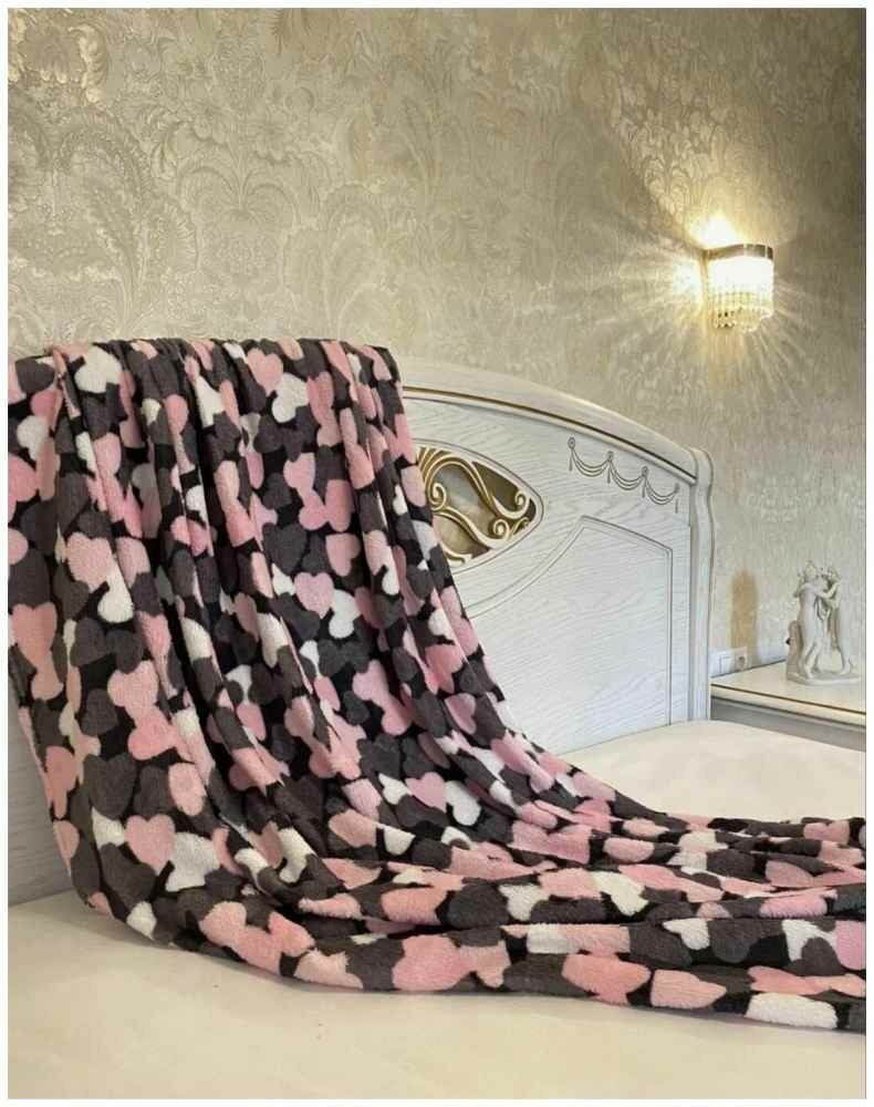 фото Плед флисовый сердечки 180х200