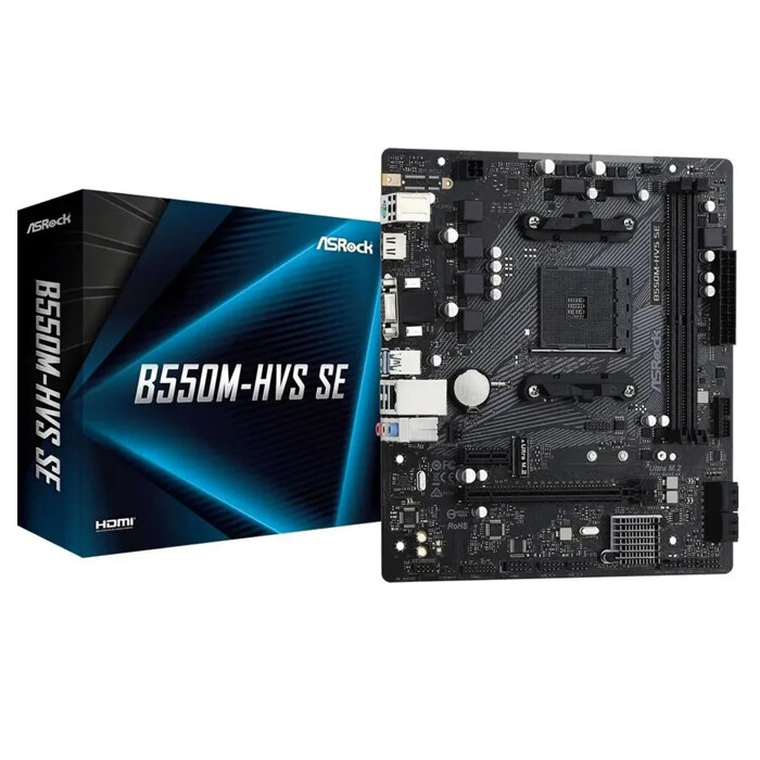 ASRock Материнская плата Asrock B550M-HVS SE mATX) DDR4 x2/ SATA x4/M.2x1/ PCI-E*16 x1PCI-E x1/ USB x6 VG