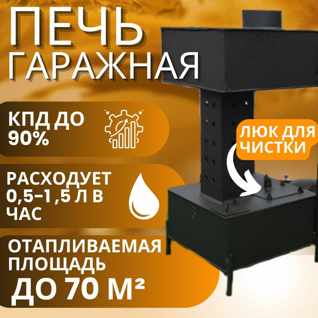 Печь отопительная на жидком топливе "Гаражная", 210 куб. метров - фотография № 1