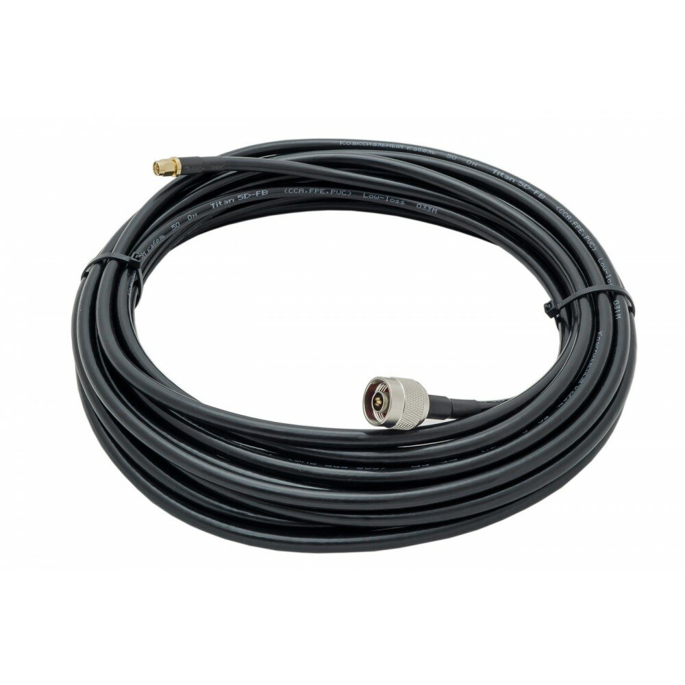 Кабельная сборка N-male - SMA-male 0.1 м. кабель 5D-FB CU (медь черный)