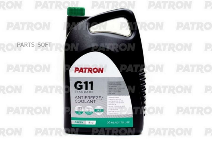 фото PATRON PCF4005 Антифриз PATRON GREEN G11 готовый -40C зеленый 5 кг PCF4005