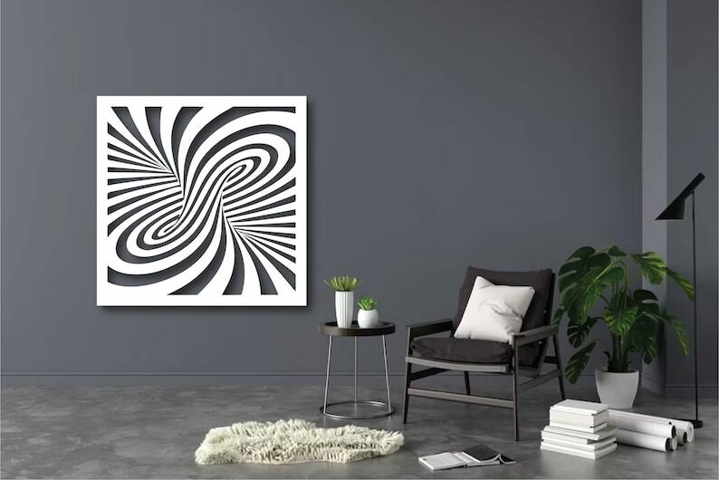 Чертеж, декоративное панно, Абстракция геометрическая (белый цвет), DXF для ЧПУ станка