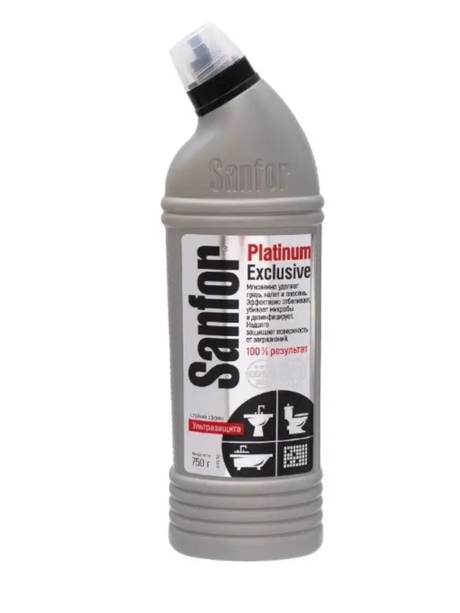 Sanfor platinum, Чистящее средство для туалета и ванной, 750 мл.(фп)