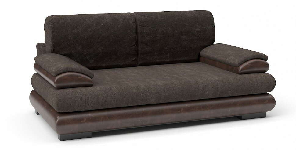 фото Диван прямой Фиджи еврокнижка коричневый велюр+коричневая экокожа (пружинный блок "боннель")